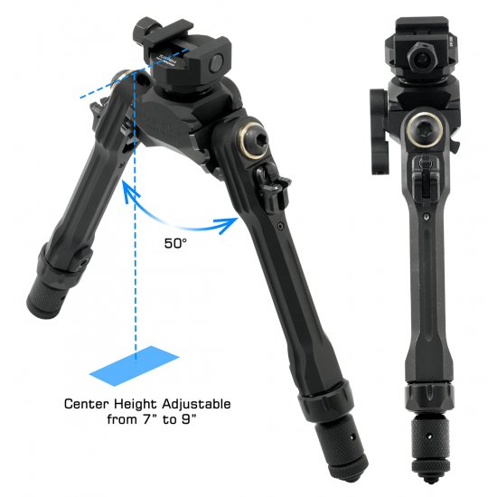 UTG PRO® TBNR® BIPOD, 7" - 9" PICATINNY - Atlas Airguns